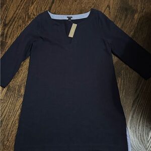 NWT JCrew Elegant Navy Blue Women's Tunic Top, Size Small 100% Cotton
